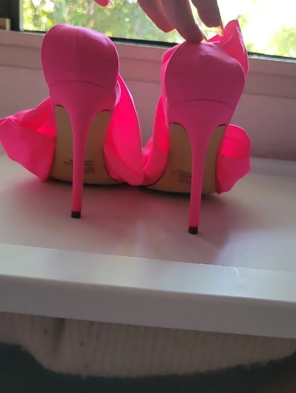 LEMON DROP Hot Pink Draped Open-Toe Heels NEW